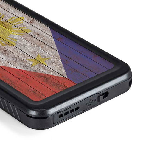 Philippines Flag Dark Wood Galaxy S23 Waterproof Case